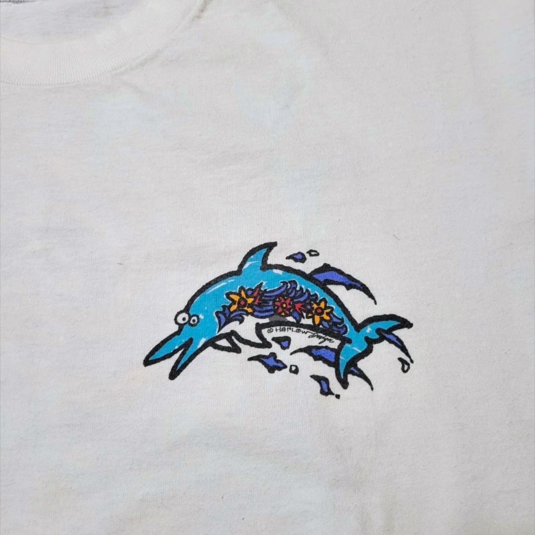 90s ハワイ スーベニア USA製 Tシャツ アートT サーフ イルカ XL a-000017
