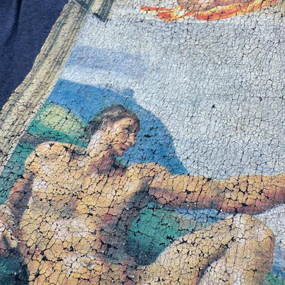 80s Michelangelo ミケランジェロ アダムの創造 アート Tシャツ a-u-2505-045