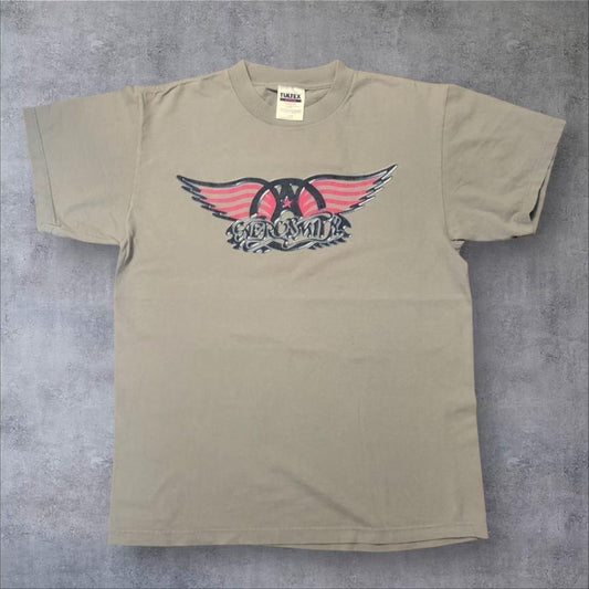 90s エアロスミス AEROSMITH バンT カーキ ba-000022