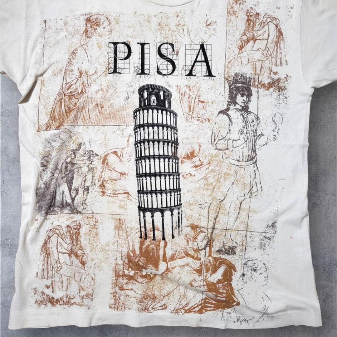 90s アートT ピサの斜塔 Tシャツ イタリア ガリレオ シングル a-000027