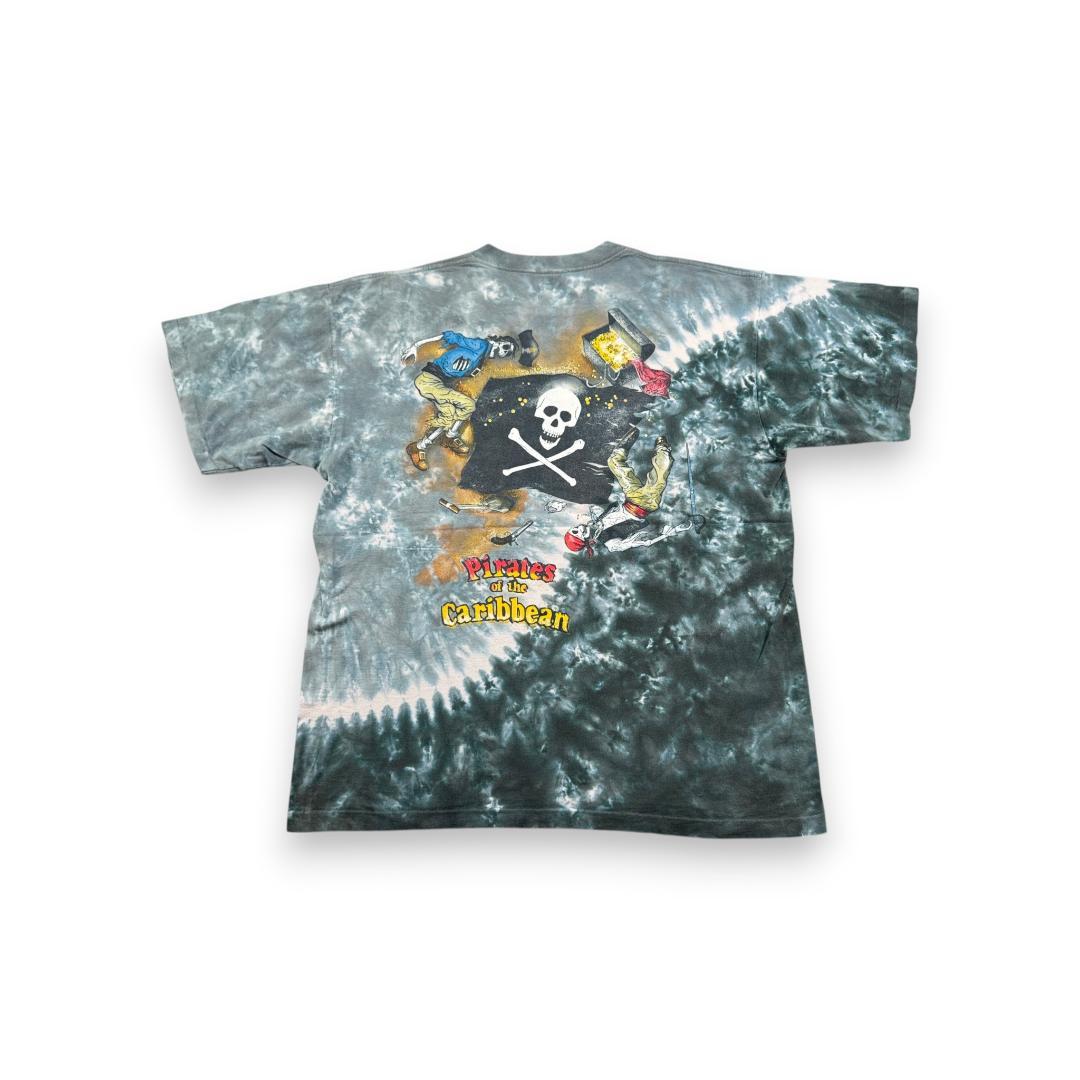 90s パイレーツオブカリビアン 総柄 タイダイ Tシャツ d-000036