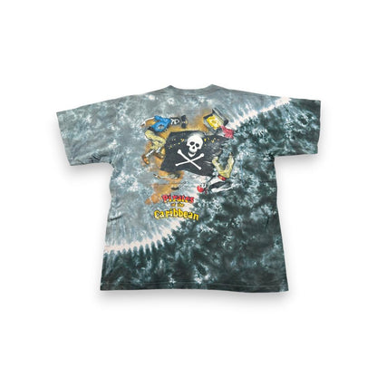90s パイレーツオブカリビアン 総柄 タイダイ Tシャツ d-000036