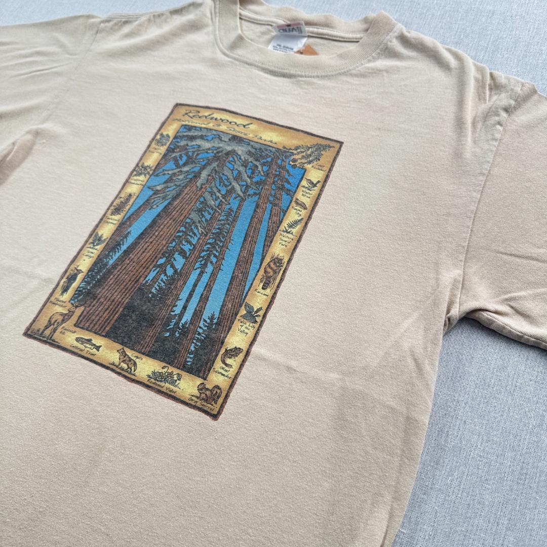 redwood Tシャツ ブラウン ベージュ 木 森 動物 アニマル a-u-2505-049