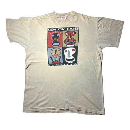 90s BIGHED ビッグヘッド アートT ONEITA ベージュ XL a-u-2505-087