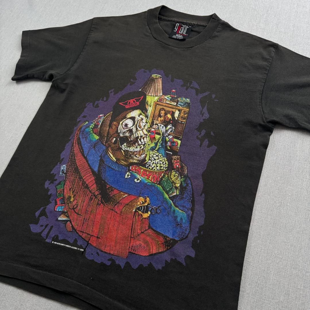 90s エアロスミス 1993 GET A GRIP SKULL GIANT 黒 ba-t-2505-039