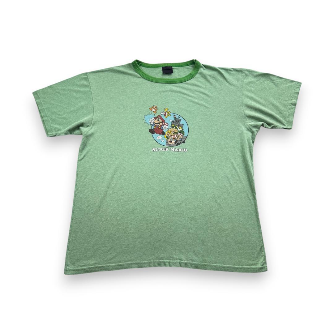 00s スーパーマリオ ゲーム Tシャツ リンガー 緑 ch-u-2505-002