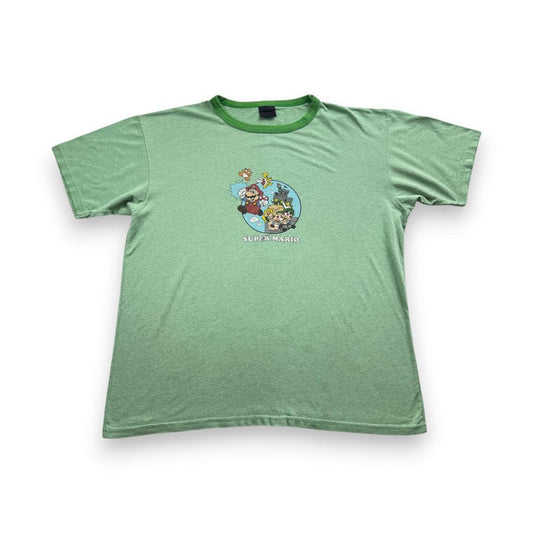 00s スーパーマリオ ゲーム Tシャツ リンガー 緑 ch-u-2505-002