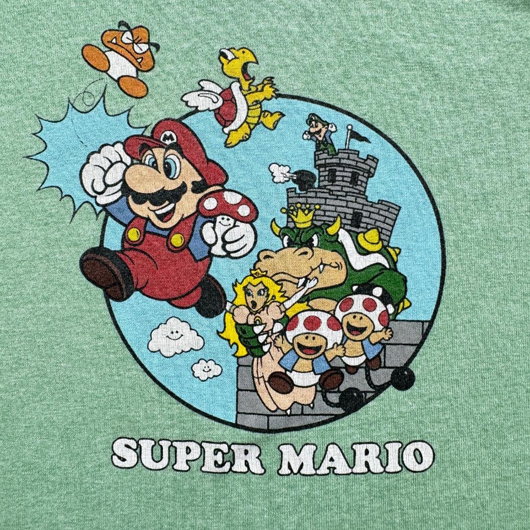 00s スーパーマリオ ゲーム Tシャツ リンガー 緑 ch-u-2505-002