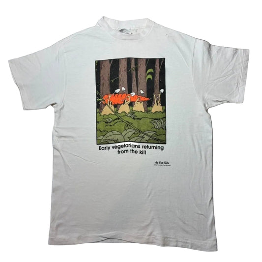 80s ゲイリーラーソン The Far Side アートT Hanes USA製  ホワイト L a-u-2505-076