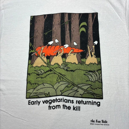 80s ゲイリーラーソン The Far Side アートT Hanes USA製  ホワイト L a-u-2505-076