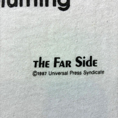 80s ゲイリーラーソン The Far Side アートT Hanes USA製  ホワイト L a-u-2505-076