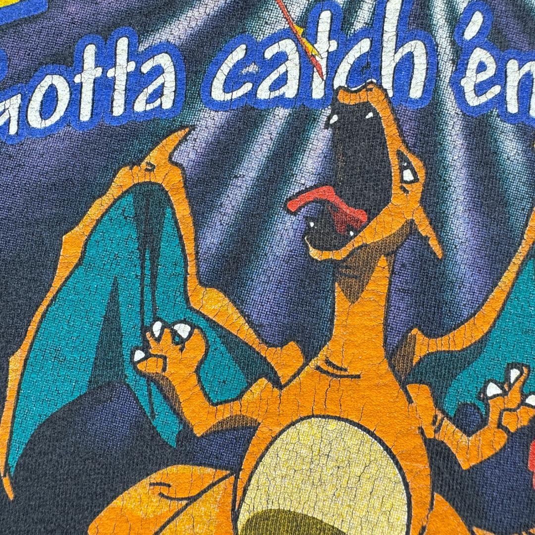 90s ポケモン リザードン Tシャツ 1999 黒 ch-t-2505-004