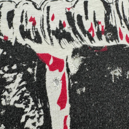 90s Tシャツ スカル 総柄 AOP ホラー 白黒 a-t-2505-013
