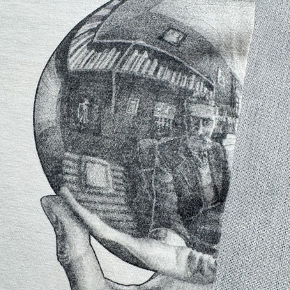 90s M.C. エッシャー Tシャツ だまし絵 アートT 白 M a-t-2505-019