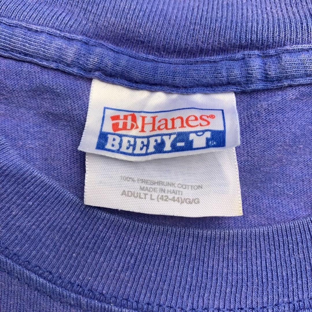 00s Tシャツ hanes ブルー beefy-t L ch-000042