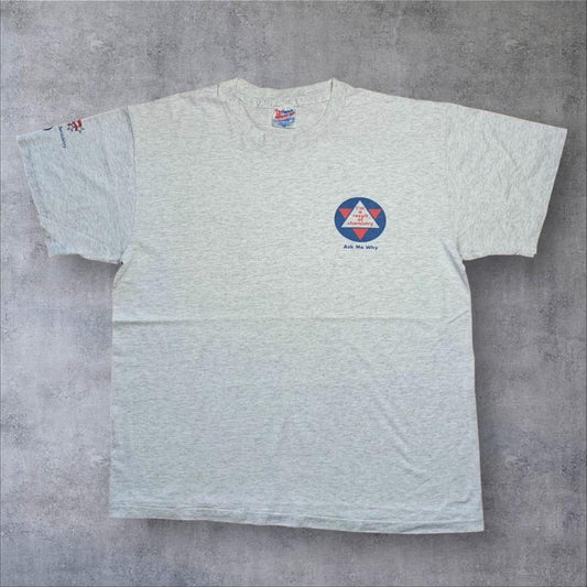 90s USA製 科学 アート Hanes L グレー o-000014