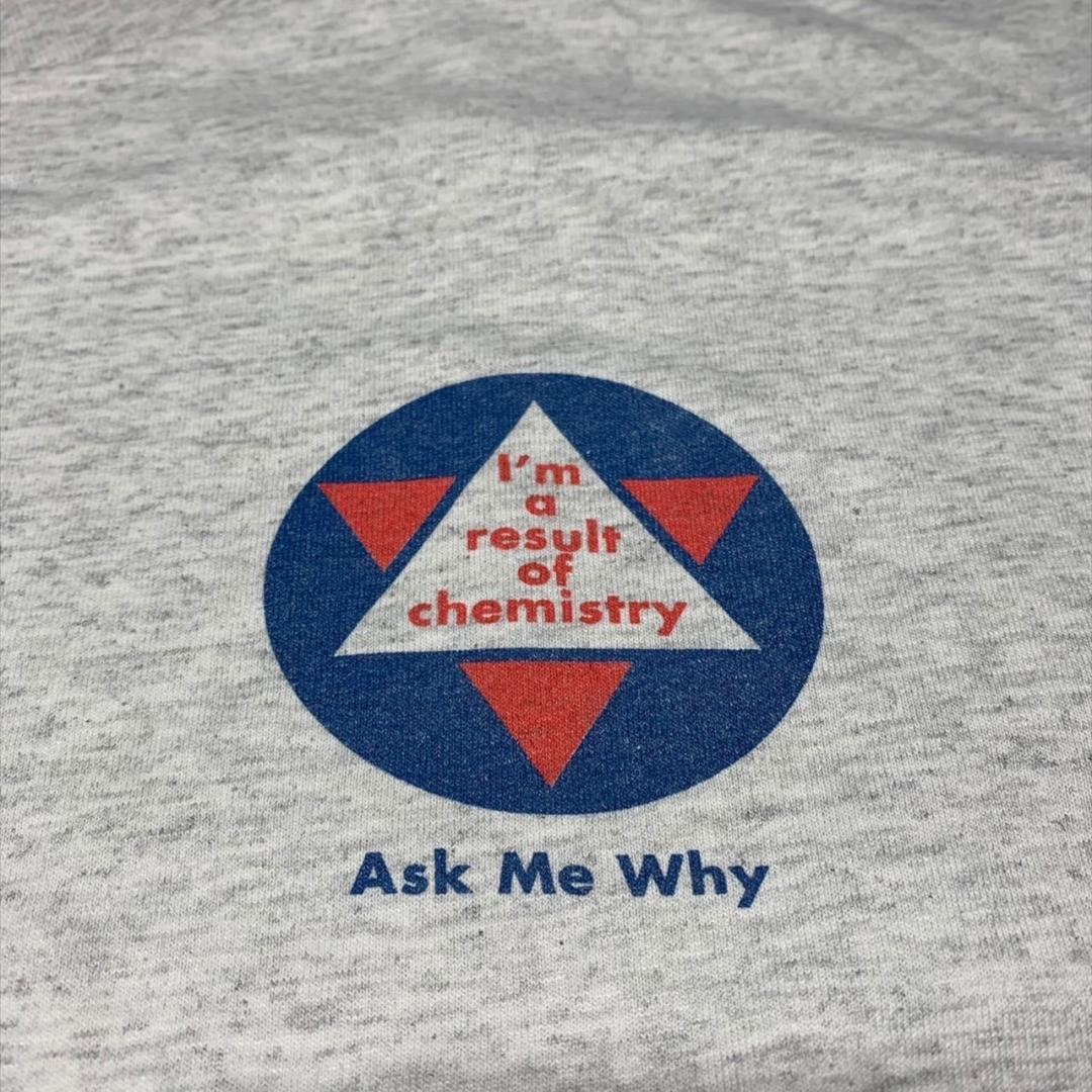 90s USA製 科学 アート Hanes L グレー o-000014