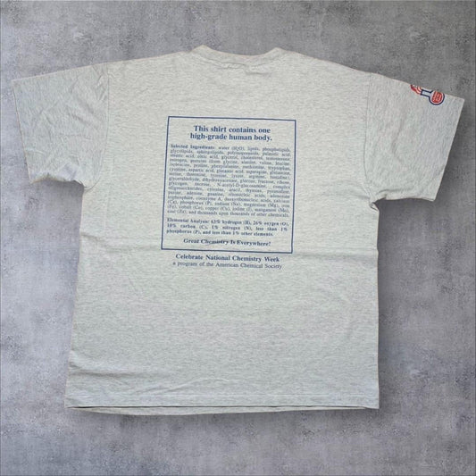 90s USA製 科学 アート Hanes L グレー o-000014