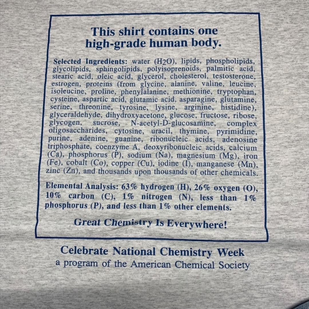 90s USA製 科学 アート Hanes L グレー o-000014