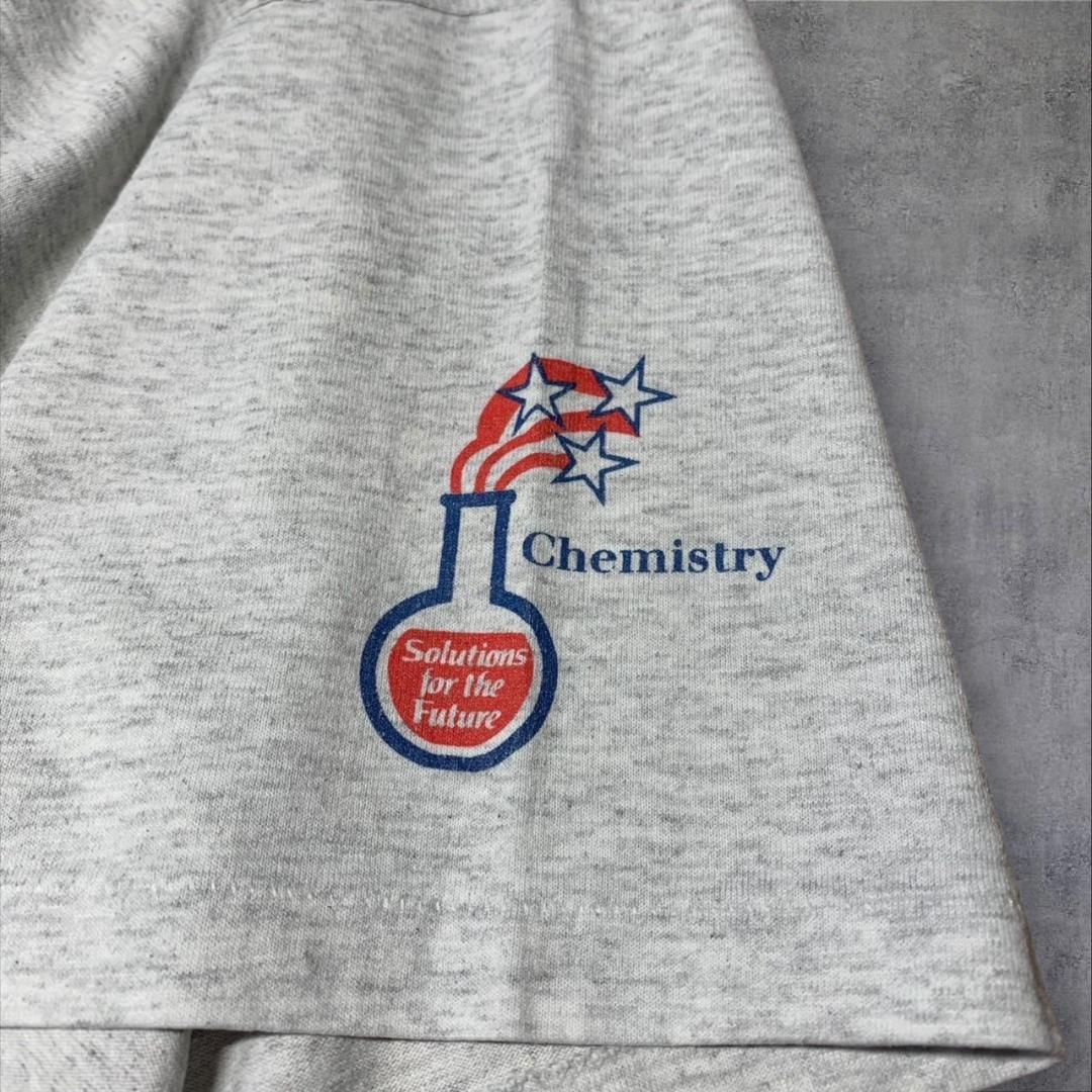 90s USA製 科学 アート Hanes L グレー o-000014