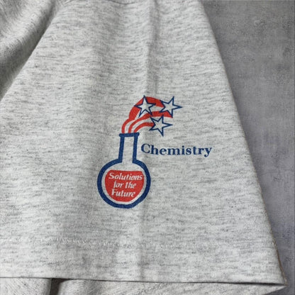 90s USA製 科学 アート Hanes L グレー o-000014
