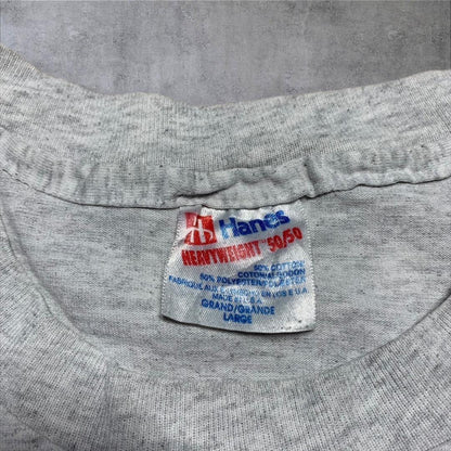 90s USA製 科学 アート Hanes L グレー o-000014