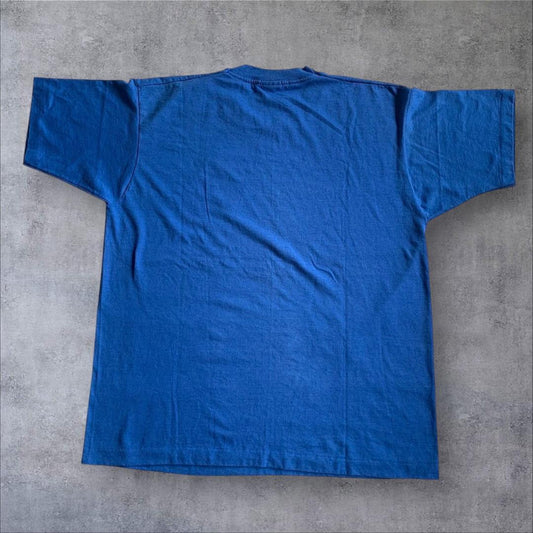 90s シングルステッチ USA製 企業T Tシャツ XL 青 o-000018