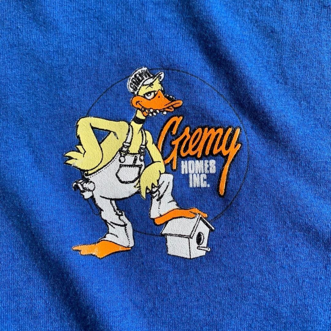 90s シングルステッチ USA製 企業T Tシャツ XL 青 o-000018