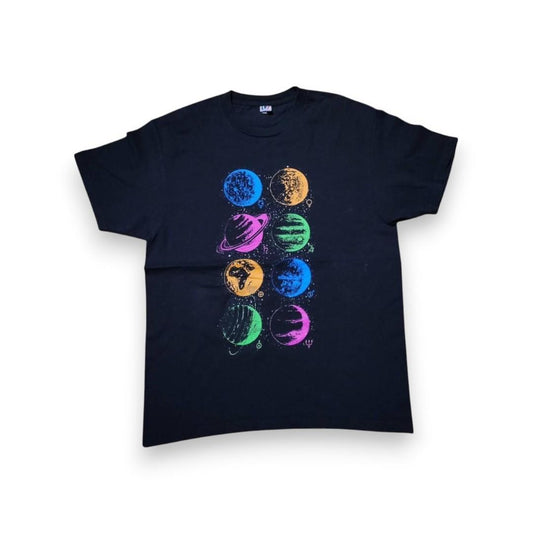 アートT 惑星柄 宇宙 地球 Tシャツ L 黒 a-000025