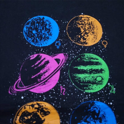 アートT 惑星柄 宇宙 地球 Tシャツ L 黒 a-000025
