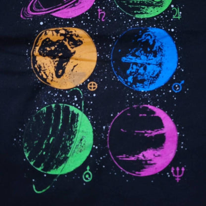 アートT 惑星柄 宇宙 地球 Tシャツ L 黒 a-000025
