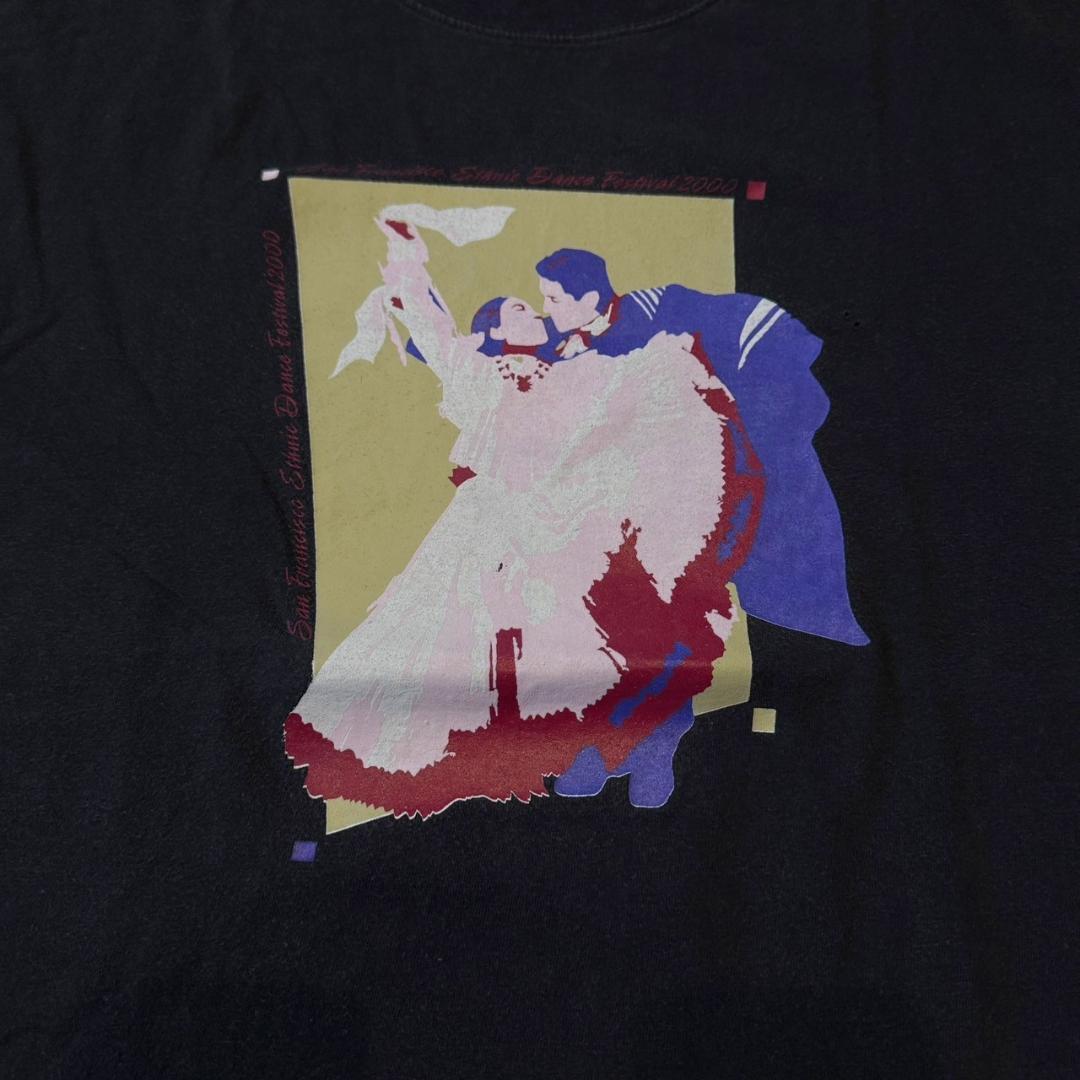 00s アートT Tシャツ ダンス 黒 L Hanes z-000021