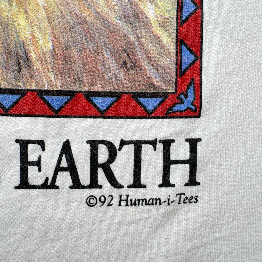 90s Human i tee インディアン USA製 アートT 白 a-u-2505-067