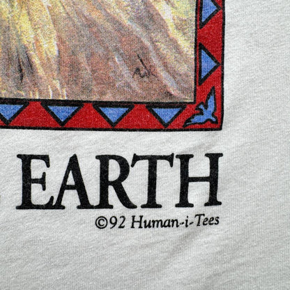 90s Human i tee インディアン USA製 アートT 白 a-u-2505-067