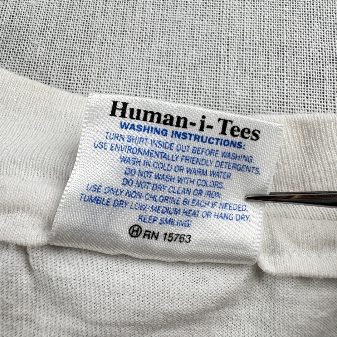 90s Human i tee インディアン USA製 アートT 白 a-u-2505-067