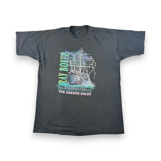 90s Ray Boltz Tシャツ 稲妻 帆船 サンダー バンT黒 ba-000035