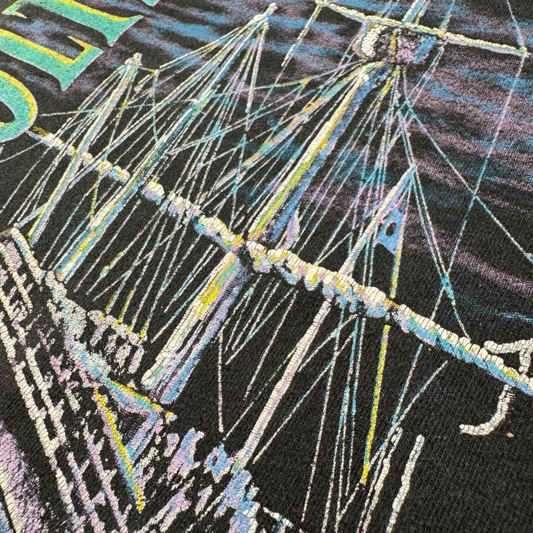 90s Ray Boltz Tシャツ 稲妻 帆船 サンダー バンT黒 ba-000035