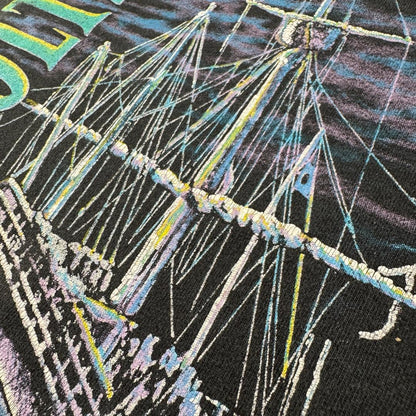 90s Ray Boltz Tシャツ 稲妻 帆船 サンダー バンT黒 ba-000035