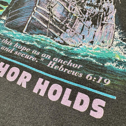 90s Ray Boltz Tシャツ 稲妻 帆船 サンダー バンT黒 ba-000035