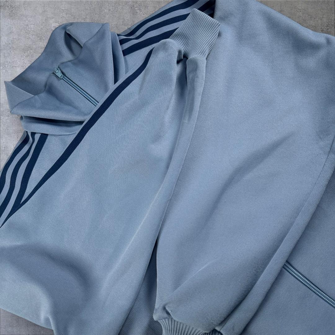 70s 80s adidas アディダス トラックジャケット 水色 デサント M ad-t-2505-017