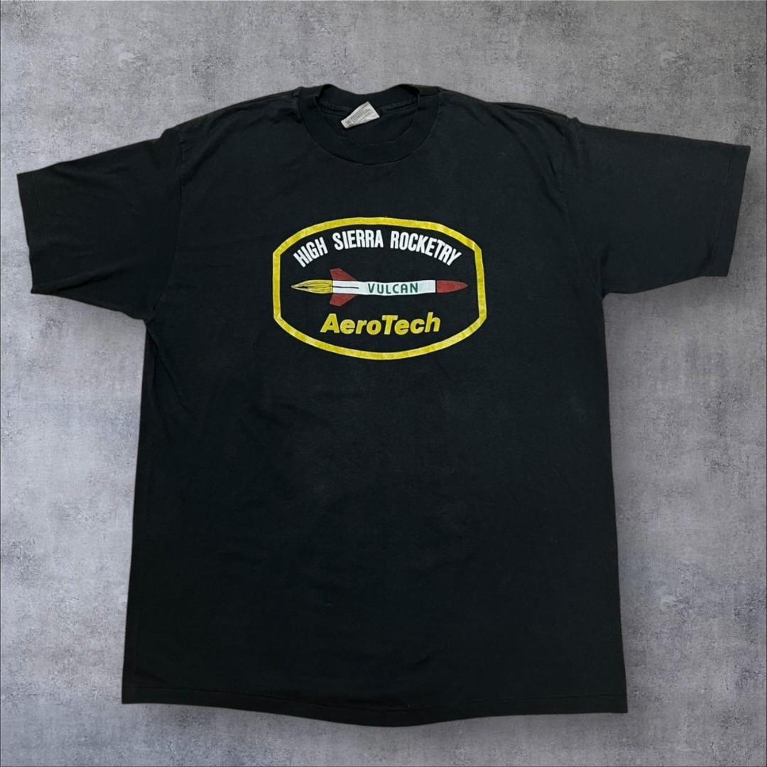 80s 90s ロケット 企業 Hanes 黒 L XL co-000053