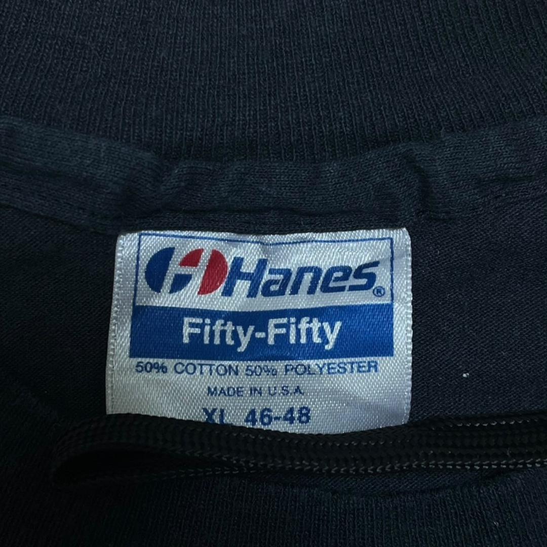 80s 90s ロケット 企業 Hanes 黒 L XL co-000053