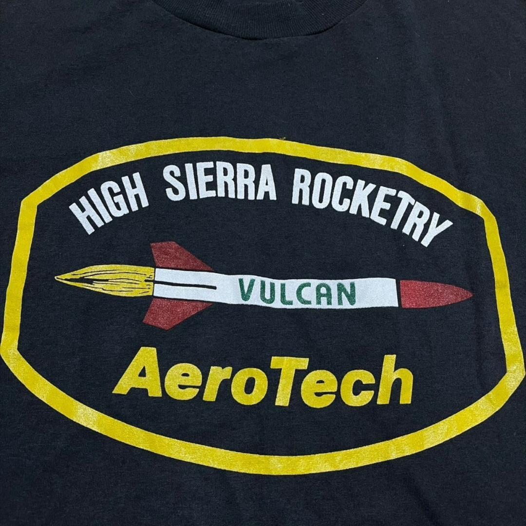 80s 90s ロケット 企業 Hanes 黒 L XL co-000053