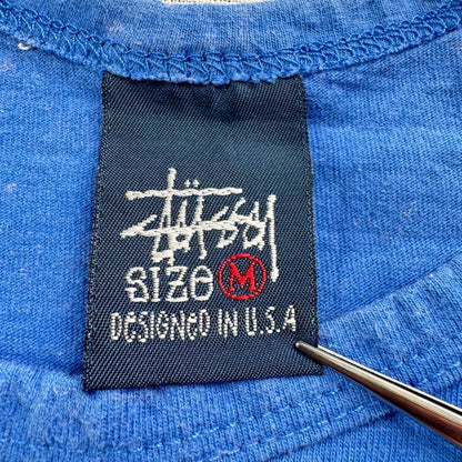90s USA製 STUSSY ステューシー タンクトップ 青 br-u-2505-010