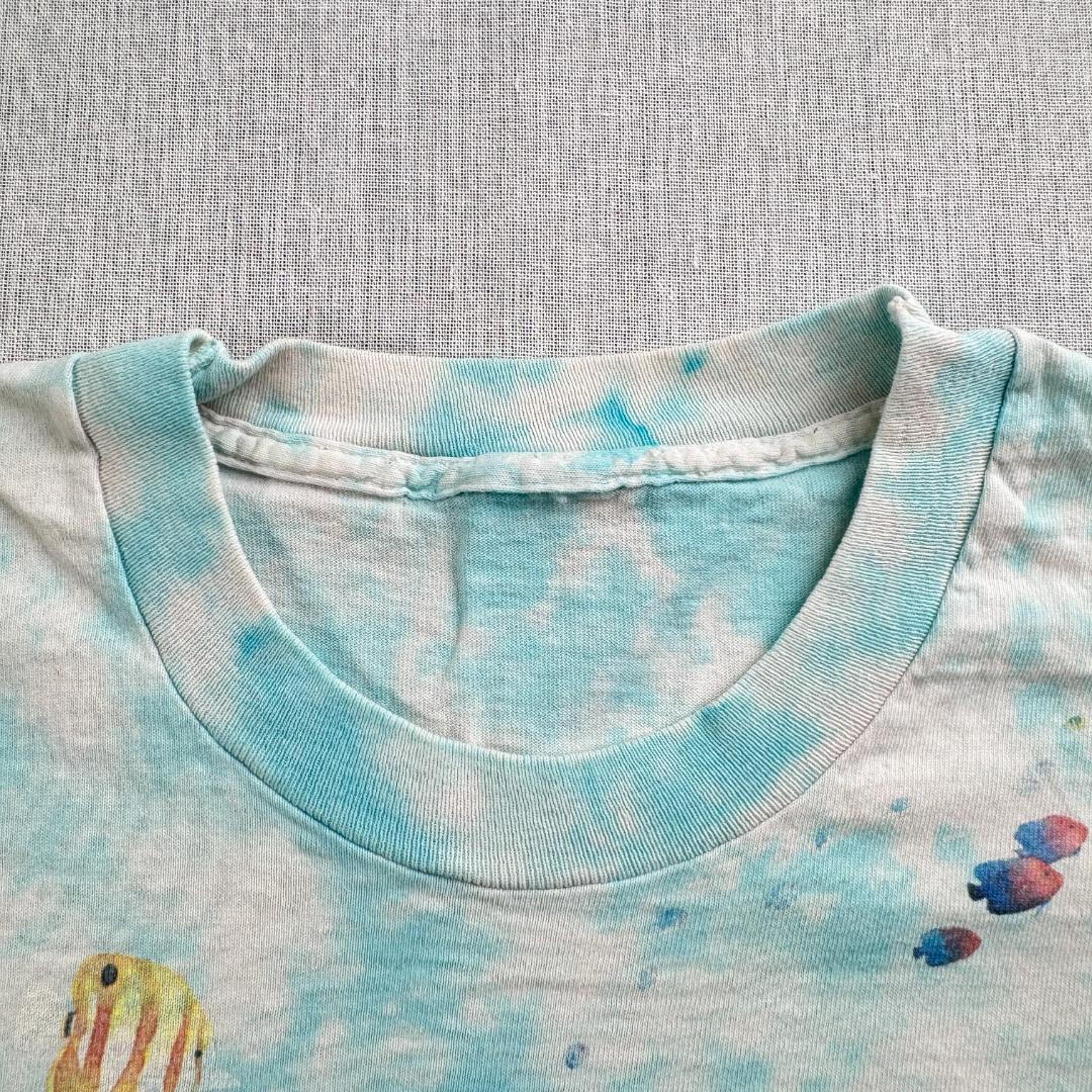 90s リキッドブルー Tシャツ LIQUID BLUE アート 海 a-u-2505-085