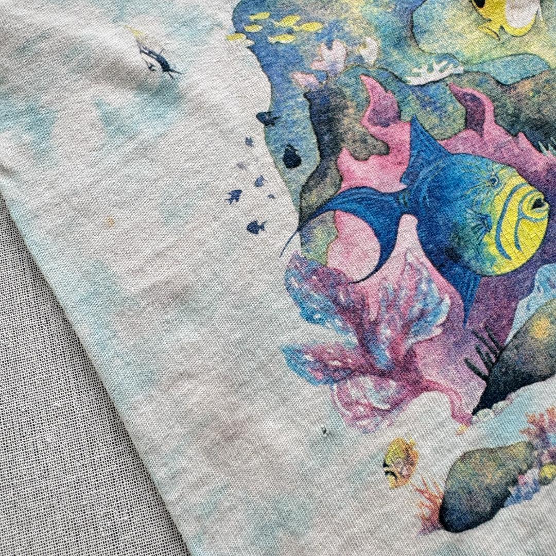 90s リキッドブルー Tシャツ LIQUID BLUE アート 海 a-u-2505-085
