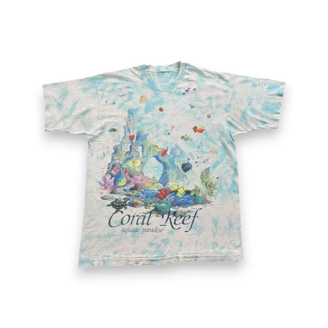 90s リキッドブルー Tシャツ LIQUID BLUE アート 海 a-u-2505-085