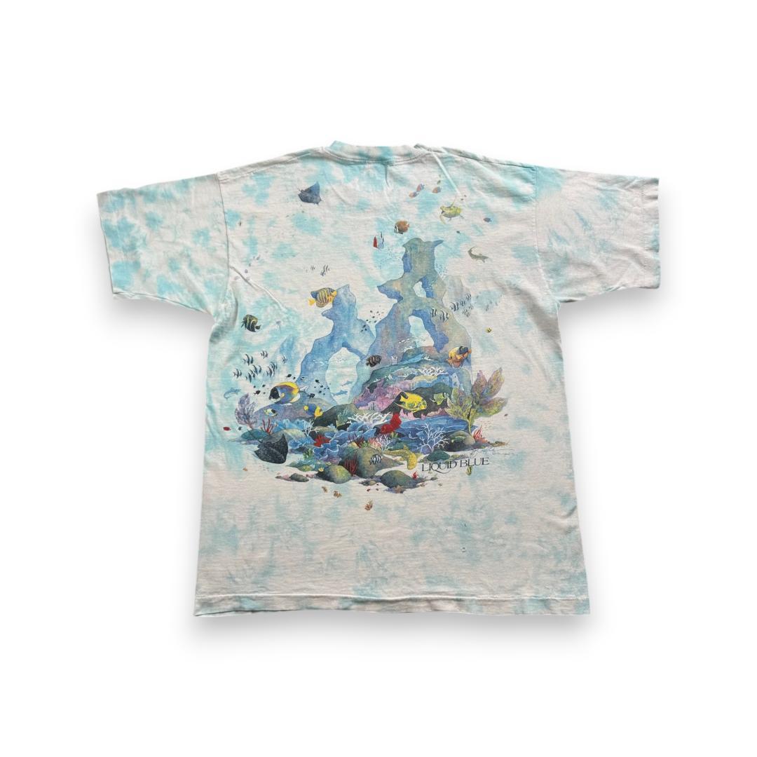90s リキッドブルー Tシャツ LIQUID BLUE アート 海 a-u-2505-085