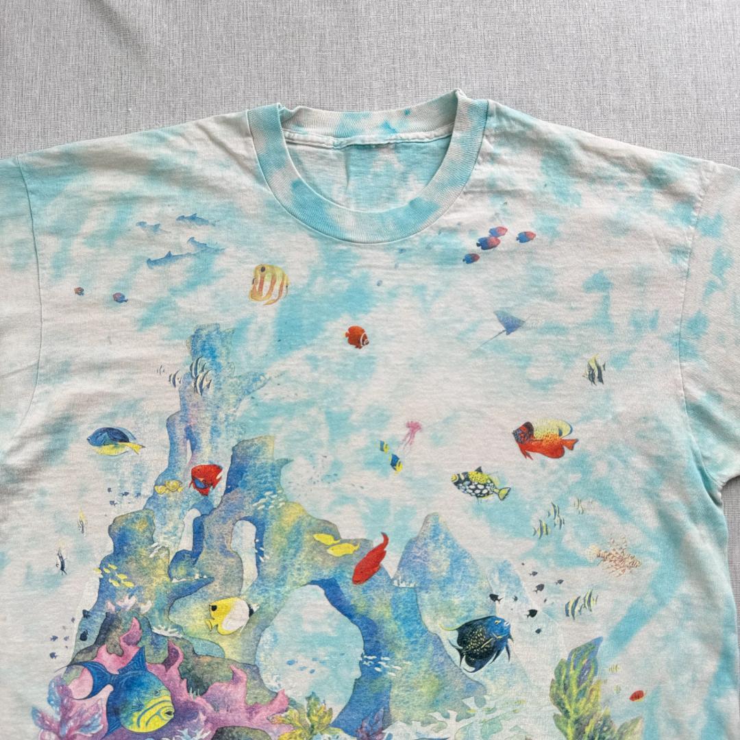 90s リキッドブルー Tシャツ LIQUID BLUE アート 海 a-u-2505-085