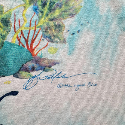 90s リキッドブルー Tシャツ LIQUID BLUE アート 海 a-u-2505-085